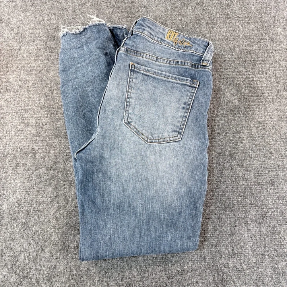Kut from the Kloth Carlo Ankle Skinny Jeans Medium Wash Raw Hem Size 6